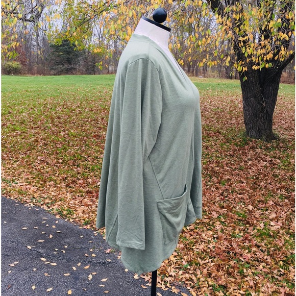 LOGO by Lori Goldstein Green Button Down Jacket Front Pockets Lag and Look - Picture 3 of 7